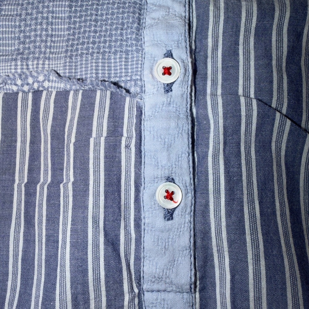 Sundance Womens Blue Patchwork Cotton Button Down Shirt Long Sleeve Small Boho - Picture 6 of 9
